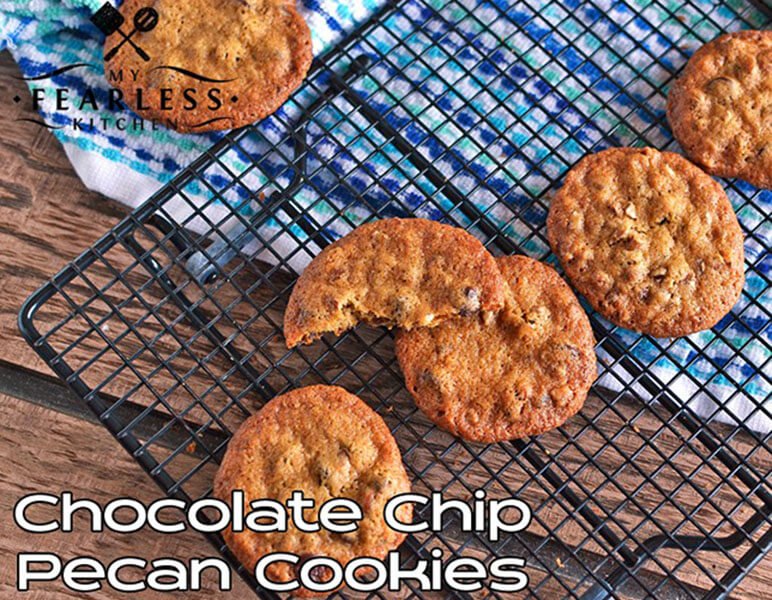 Chocolate Chip Pecan Cookies on a cooling rack