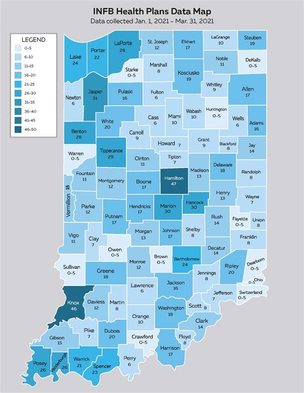 Indiana Farm Bureau Map of health plans sold in the state of Indiana